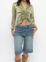 Load image into Gallery viewer, Vintage x Green Silk Cinched Blouse (S, M)