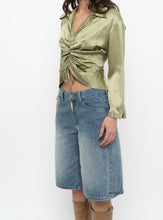 Load image into Gallery viewer, Vintage x Green Silk Cinched Blouse (S, M)