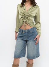 Load image into Gallery viewer, Vintage x Green Silk Cinched Blouse (S, M)