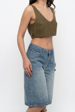 Load image into Gallery viewer, ANNA CLA x Olive Green Linen Crop Tank (S, M)