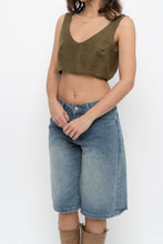 Load image into Gallery viewer, ANNA CLA x Olive Green Linen Crop Tank (S, M)