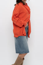 Load image into Gallery viewer, Vintage x EMMA JAMES Orange Linen Oversized Buttonup (XS-M)