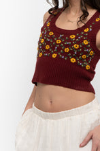 Load image into Gallery viewer, Vintage x Made in Hong Kong x CLUB MONACO Lambswool Burgundy Embroidered Top (XS, S)