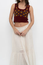 Load image into Gallery viewer, Vintage x Made in Hong Kong x CLUB MONACO Lambswool Burgundy Embroidered Top (XS, S)