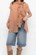 Load image into Gallery viewer, Vintage x JAEGER Blush Pink Silk Frilly Blouse (S, M)