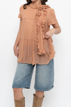 Load image into Gallery viewer, Vintage x JAEGER Blush Pink Silk Frilly Blouse (S, M)