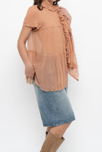 Load image into Gallery viewer, Vintage x JAEGER Blush Pink Silk Frilly Blouse (S, M)