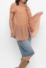 Load image into Gallery viewer, Vintage x JAEGER Blush Pink Silk Frilly Blouse (S, M)