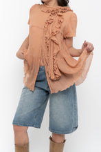 Load image into Gallery viewer, Vintage x JAEGER Blush Pink Silk Frilly Blouse (S, M)