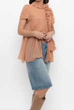 Load image into Gallery viewer, Vintage x JAEGER Blush Pink Silk Frilly Blouse (S, M)