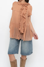 Load image into Gallery viewer, Vintage x JAEGER Blush Pink Silk Frilly Blouse (S, M)