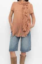Load image into Gallery viewer, Vintage x JAEGER Blush Pink Silk Frilly Blouse (S, M)