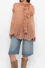 Load image into Gallery viewer, Vintage x JAEGER Blush Pink Silk Frilly Blouse (S, M)