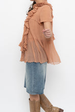 Load image into Gallery viewer, Vintage x JAEGER Blush Pink Silk Frilly Blouse (S, M)