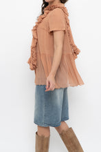 Load image into Gallery viewer, Vintage x JAEGER Blush Pink Silk Frilly Blouse (S, M)