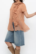 Load image into Gallery viewer, Vintage x JAEGER Blush Pink Silk Frilly Blouse (S, M)
