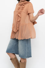 Load image into Gallery viewer, Vintage x JAEGER Blush Pink Silk Frilly Blouse (S, M)