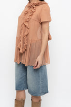 Load image into Gallery viewer, Vintage x JAEGER Blush Pink Silk Frilly Blouse (S, M)