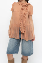 Load image into Gallery viewer, Vintage x JAEGER Blush Pink Silk Frilly Blouse (S, M)
