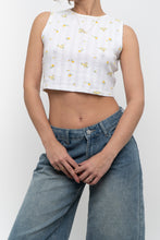 Load image into Gallery viewer, Modern x White, Yellow Floral Pointelle Crop (XS, S)