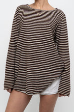 Load image into Gallery viewer, Vintage x Brown, White Striped Cotton Knit Long Sleeve (XS-M)