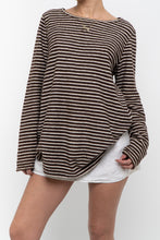 Load image into Gallery viewer, Vintage x Brown, White Striped Cotton Knit Long Sleeve (XS-M)
