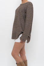 Load image into Gallery viewer, Vintage x Brown, White Striped Cotton Knit Long Sleeve (XS-M)