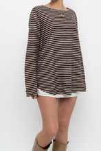 Load image into Gallery viewer, Vintage x Brown, White Striped Cotton Knit Long Sleeve (XS-M)