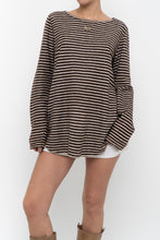 Load image into Gallery viewer, Vintage x Brown, White Striped Cotton Knit Long Sleeve (XS-M)