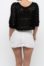 Load image into Gallery viewer, Vintage x Handmade Black Crochet Cropped Tee (XS, S)