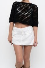 Load image into Gallery viewer, Vintage x Handmade Black Crochet Cropped Tee (XS, S)