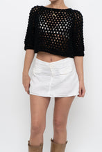 Load image into Gallery viewer, Vintage x Handmade Black Crochet Cropped Tee (XS, S)