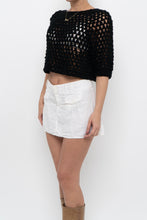 Load image into Gallery viewer, Vintage x Handmade Black Crochet Cropped Tee (XS, S)