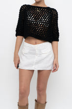 Load image into Gallery viewer, Vintage x Handmade Black Crochet Cropped Tee (XS, S)