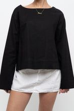 Load image into Gallery viewer, Modern x Black Long Sleeve Linen Top (XS-M)