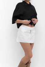 Load image into Gallery viewer, H&amp;M x Black Cropped Linen Buttonup (XS-M)