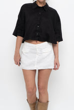 Load image into Gallery viewer, H&amp;M x Black Cropped Linen Buttonup (XS-M)