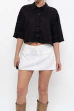 Load image into Gallery viewer, H&amp;M x Black Cropped Linen Buttonup (XS-M)