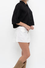 Load image into Gallery viewer, H&amp;M x Black Cropped Linen Buttonup (XS-M)