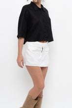 Load image into Gallery viewer, H&amp;M x Black Cropped Linen Buttonup (XS-M)