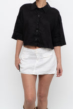 Load image into Gallery viewer, H&amp;M x Black Cropped Linen Buttonup (XS-M)