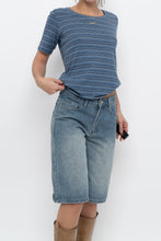Load image into Gallery viewer, Vintage x NORTHERN REFLECTIONS Blue Striped Cotton Tee (M)