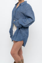 Load image into Gallery viewer, 7 FOR ALL MANKIND x Heathered Blue Linen Oversized Buttonup (M-XL)