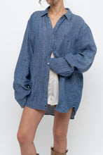 Load image into Gallery viewer, 7 FOR ALL MANKIND x Heathered Blue Linen Oversized Buttonup (M-XL)