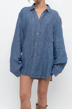 Load image into Gallery viewer, 7 FOR ALL MANKIND x Heathered Blue Linen Oversized Buttonup (M-XL)