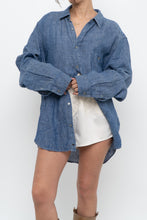 Load image into Gallery viewer, 7 FOR ALL MANKIND x Heathered Blue Linen Oversized Buttonup (M-XL)