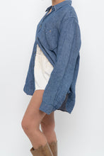 Load image into Gallery viewer, 7 FOR ALL MANKIND x Heathered Blue Linen Oversized Buttonup (M-XL)