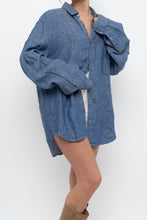 Load image into Gallery viewer, 7 FOR ALL MANKIND x Heathered Blue Linen Oversized Buttonup (M-XL)