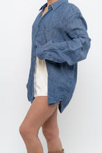 Load image into Gallery viewer, 7 FOR ALL MANKIND x Heathered Blue Linen Oversized Buttonup (M-XL)