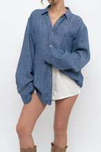 Load image into Gallery viewer, 7 FOR ALL MANKIND x Heathered Blue Linen Oversized Buttonup (M-XL)